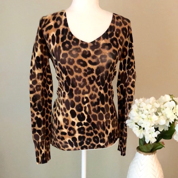 Express Sweaters - 🌷Express leopard print V-neck sweater